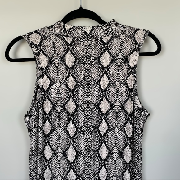 Caution to the Wind Snake Print Sleeveless Midi Sheath Dress with Turtleneck - S - Picture 3 of 8